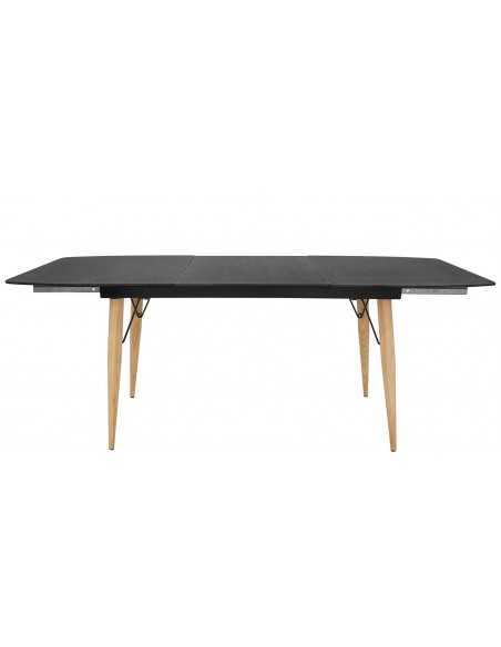 Mesa interior - Metal pintado y madera - Extensible efecto de piedra cristal - cm 140/200 x 80 x 76 h