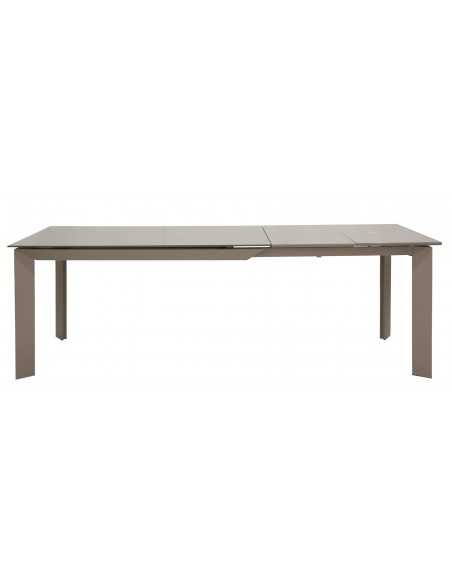 Indoor table - Crystal top thickness 8 mm - Lacquered MDF extensions - Dimensions cm 140+45+45 x 90 x 76 h