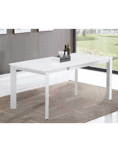 Mesa interior - Marco metálico pintado - Lacado MDF superior extensible - Dimensiones cm 130+40+40 x 80 x 76 h