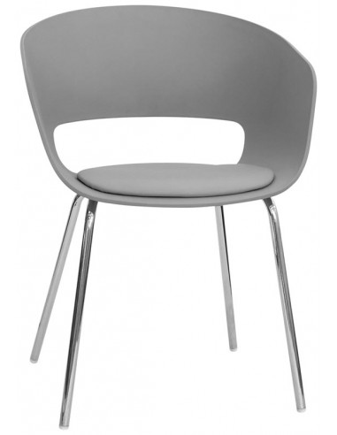 Chair for interior - Chrome metal structure - Polypropylene shell - Eco-leather cushion - Dimensions cm 42 x 42 x 77 h