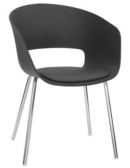 Chair for interior - Chrome metal structure - Polypropylene shell - Eco-leather cushion - Dimensions cm 42 x 42 x 77 h