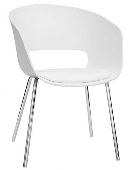 Chair for interior - Chrome metal structure - Polypropylene shell - Eco-leather cushion - Dimensions cm 42 x 42 x 77 h