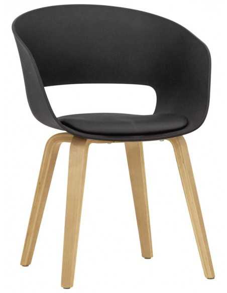 Sedia per interno - ​Legno multistrato di faggio - Scocca in polipropilene - Cuscino in ecopelle -cm 42 x 42 x 76 h