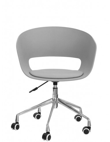 Office chair - Chrome metal - Polypropylene shell - Eco-leather cushion - cm 42 x 42 x 76/81 h