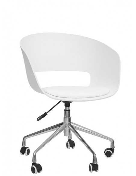 Office chair - Chrome metal - Polypropylene shell - Eco-leather cushion - cm 42 x 42 x 76/81 h