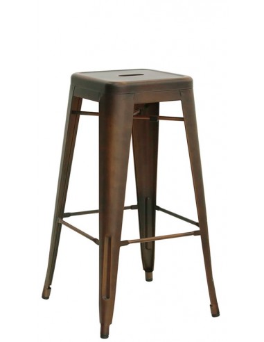 Stool for interior - Structure in metal painted gun barrel effect - Dimensions cm 30 x 30 x 76 h