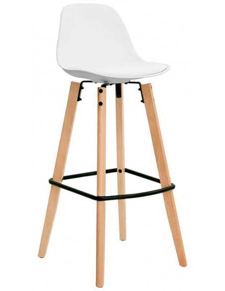 Taburete interno - Madera pintada y metal - Concha de polipropileno - Cojín de poliéster - cm 39 x 33 x 99 h