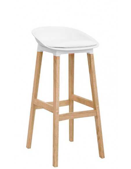 Stool for interior - Wood structure - Polypropylene shell - Eco-leather cushion - Dimensions cm 40 x 40 x 85 h