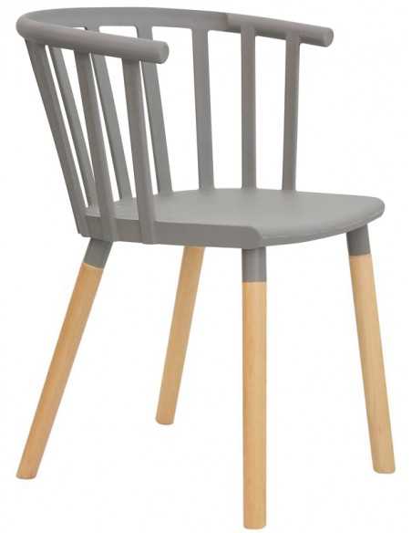 Silla para interior - Estructura metálica pintada - Patas de madera - Concha de polipropileno - Dimensiones cm 41 x 42 x 75 h