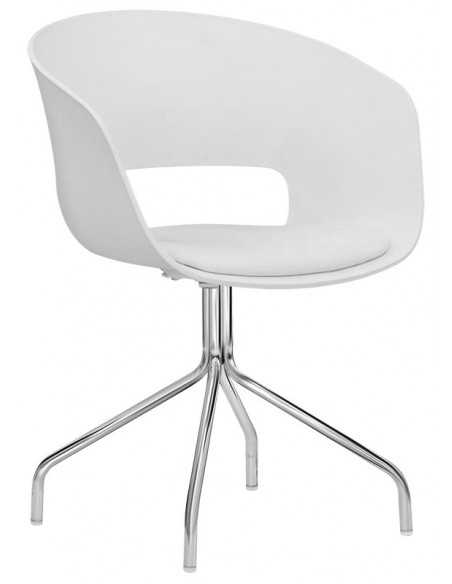 Sedia da interno - Struttura in metallo cromato - Scocca in polipropilene - Cuscino in ecopelle - Dimensioni cm 42 x 42 x 76 h