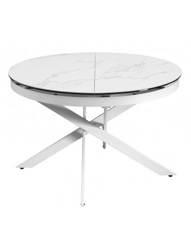 Indoor table - Painted metal - Extensible glass ceramic top - cm Ø 120+50 x 76 h