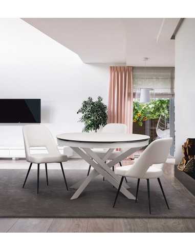 Indoor table - Painted metal - Extensible glass...