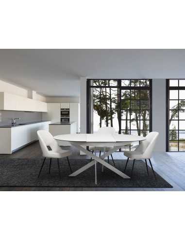 Indoor table - Painted metal - Extensible glass...