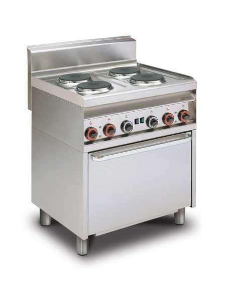 Cocina eléctrica - N° 4 placas - Horno eléctrico estático con grill - cm 80 x 65 x 87 h
