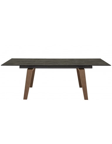 Indoor table - Painted metal - Wood legs - Extensible glass ceramic top - cm 180/230 x 90 x 75 h
