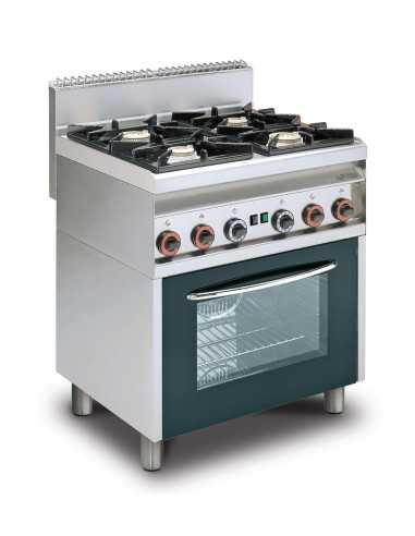 Cocina de gas - N°4 fuegos - Horno estatico con parrilla - Dimensiones cm 80 x 65 x 87 h