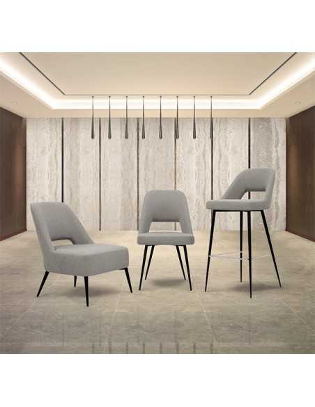 Poltrona per interno - Struttura in metallo verniciato - Rivestimento in tessuto o ecopelle - Dimensioni cm 60 x 52 x 74 h