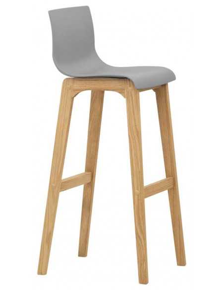 Taburete interior - Estructura de madera de roble - Concha de polipropileno - Dimensiones cm 39 x 34 x 102 h