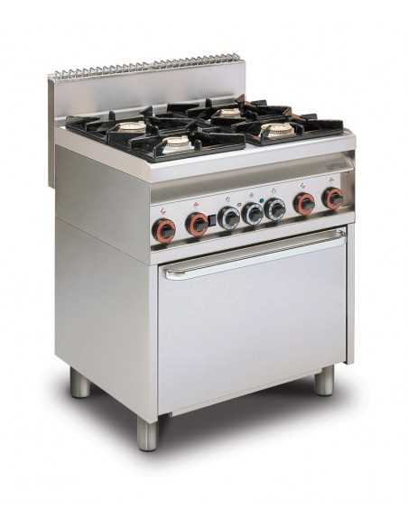 Professional gas stove - Multifunction electric oven - N° 4 burners - Dimensions cm 80 x 65 x 87 h