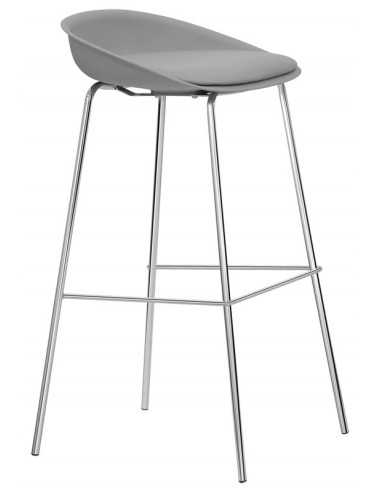 Stool for interior - Chrome metal - Polypropylene seat - Eco-leather cushion - cm 39 x 39 x 87 h