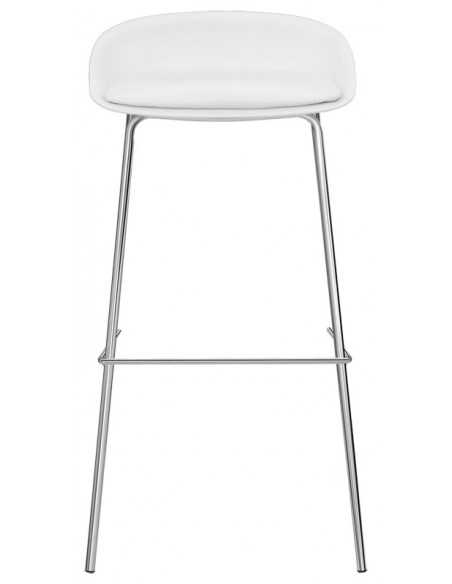 Sgabello per interno - Metallo cromato - Seduta in polipropilene - Cuscino in ecopelle - cm 39 x 39 x 87 h