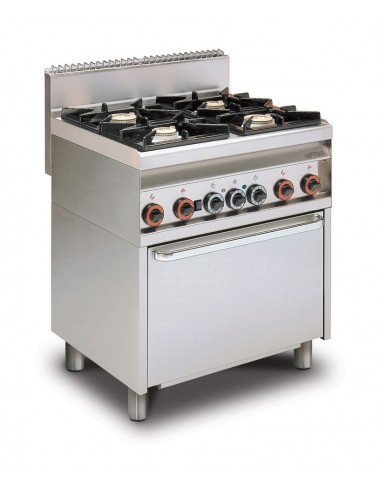 Cocina de gas - Parrilla estática de horno eléctrico - N°4 incendios - cm 80 x 65 x 87 h