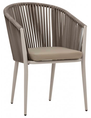 Sedia per esterno - Alluminio verniciato - Rivestimento in piattina di polietilene - Cuscino idrorepellente - cm 47 x 47 x 89 h