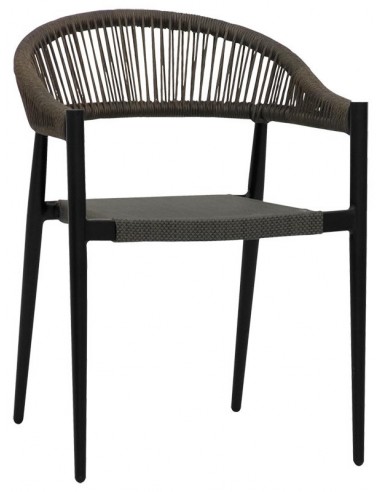 Sedia per esterno - Struttura in alluminio verniciato - Seduta in textilene - Schienale in corda - Dimensioni cm 49 x 45 x 76 h