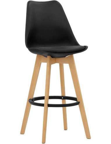 Stool for interior - Oak wood structure - Polypropylene shell - Eco-leather seat - cm 46 x 41 x 110h