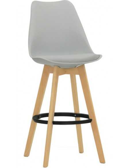 Stool for interior - Oak wood structure - Polypropylene shell - Eco-leather seat - cm 46 x 41 x 110h