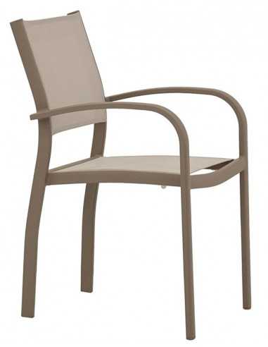 Silla exterior - Marco de aluminio pintado - Asiento de Textileno y espalda - Dimensiones cm 47 x 46 x 85 h