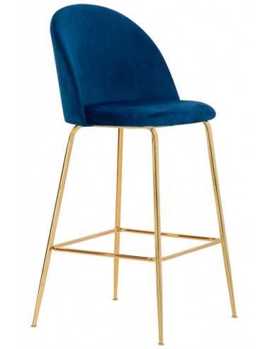 Indoor Stool - Brass Metal Structure - Velvet Cover - Dimensions cm 44 x 42 x 98 h