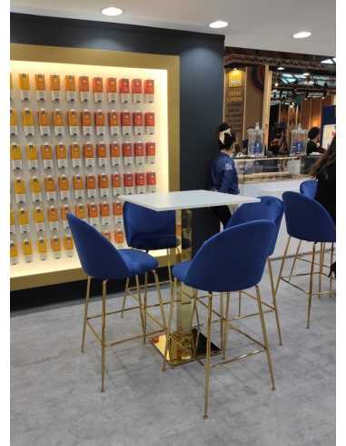 Indoor Stool - Brass Metal Structure - Velvet...