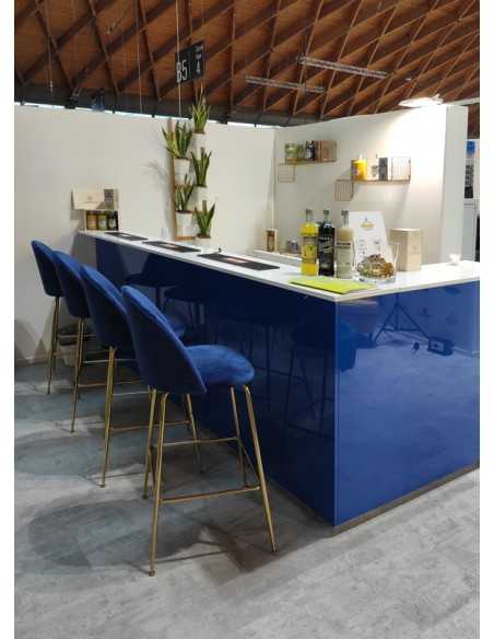 Taburete interior - Estructura de metal de latón - Funda de terciopelo - Dimensiones cm 44 x 42 x 98 h