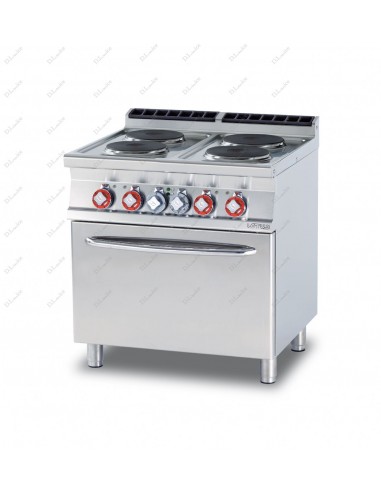Cocina eléctrica - horno eléctrico ventilado - N. 4 placas redondas - cm 80 x 70,5 x 90 h