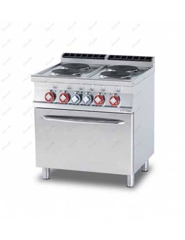 Cucina elettrica - Forno elettrico ventilato - N. 4 piastre tonde - cm 80 x 70,5 x 90 h