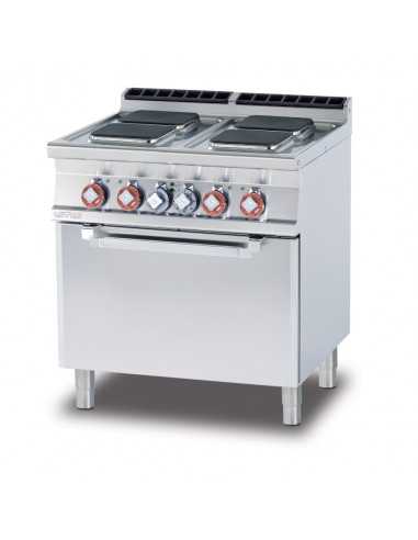 Cucina elettrica - Forno elettrico ventilato - N. 4 piastre quadre - cm 80 x 70,5 x 90 h