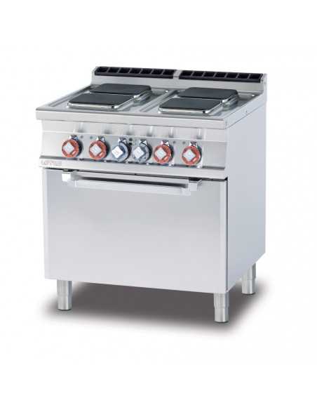 Cocina eléctrica - horno eléctrico ventilado - N. 4 placas cuadradas - cm 80 x 70,5 x 90 h