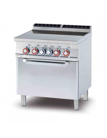 Vitrocerámica con 4 zonas de cocción y horno eléctrico ventilado - cm 80 x 70,5 x 90 h