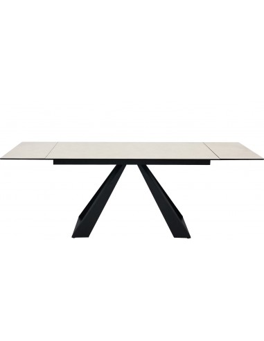 Indoor table - Painted metal - Crystal top and scratch-resistant melamine - Dimensions cm 160+40+40 x 90 x 75 h