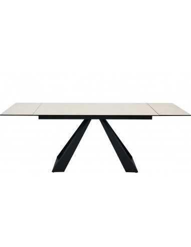 Indoor table - Painted metal - Crystal top and scratch-resistant melamine - Dimensions cm 160+40+40 x 90 x 75 h