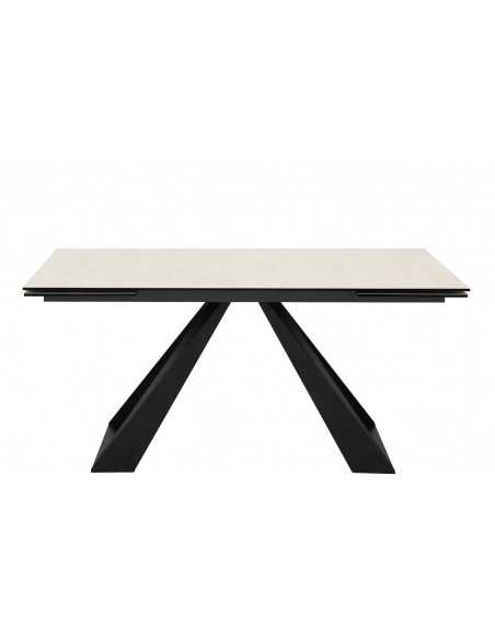 Mesa interior - Metal pintado - Cristal superior y melamina resistente a los arañazos - Dimensiones cm 160+40+40 x 90 x 75 h