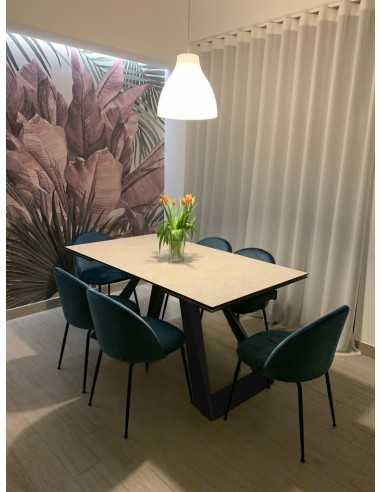 Indoor table - Painted metal - Crystal top and...