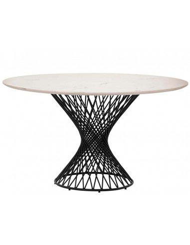 Tavolo per interno - Struttura in metallo verniciato - Piano in marmo sintetico - Dimensioni cm Ø 135 x 76h