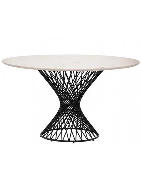 Indoor table - Painted metal frame - Synthetic marble top - Dimensions cm Ø 135 x 76h