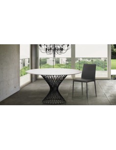 Indoor table - Painted metal frame - Synthetic marble top... 2