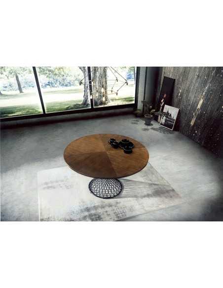 Tavolo per interno - Struttura in metallo verniciato - Piano in MDF impiallacciato - Dimensioni cm Ø 135 x 76h