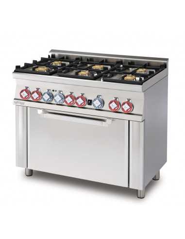 Cucina a gas - N. 6 Fuochi - Forno a gas con grill - Dimensioni cm 100 x 60 x 90 h