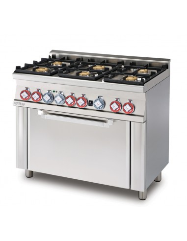 Gas cooker - N. 6 Cookers - Gas oven with grill - Dimensions cm 100 x 60 x 90 h