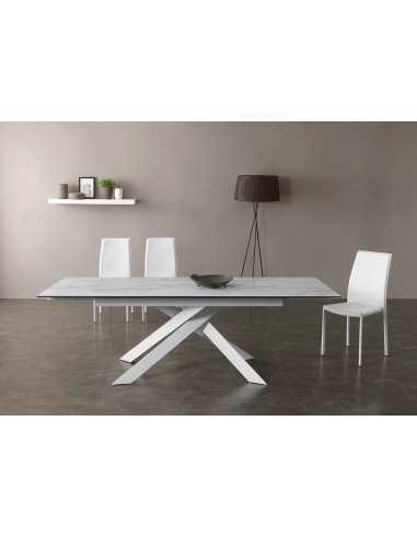 Indoor table - Painted metal - Glass top...